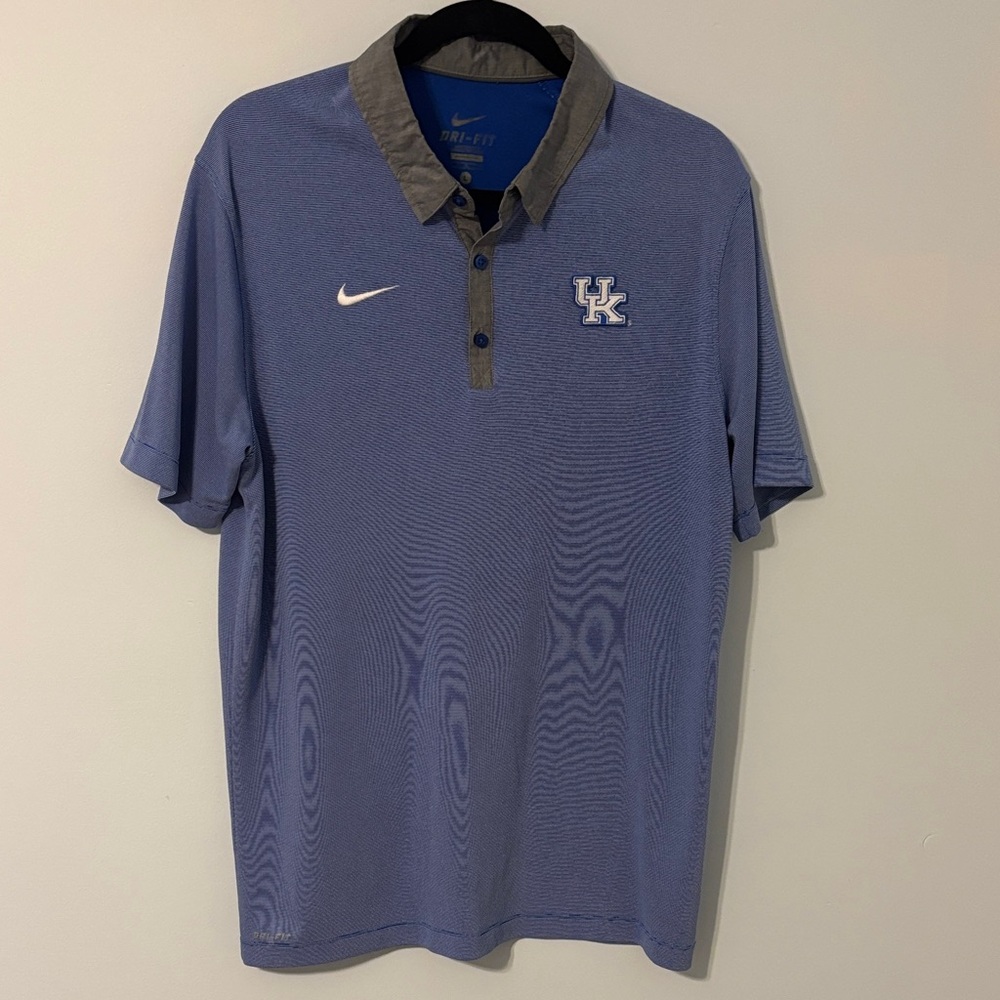 Nike Men's Gray and Blue Polo Shirt